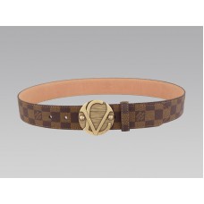 Ceinture Louis Vuitton Damier 1904 avec boucle dorée vieillie