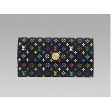 Portefeuille Louis Vuitton Monogram Multicolore Noir Sarah Grenade