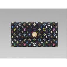 Louis Vuitton Monogram Multicolore Noir Sarah Portefeuille Pistache