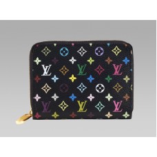 Porte-monnaie zippé Louis Vuitton Monogram Multicolore Noir Grenade
