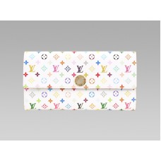 Portefeuille Louis Vuitton Monogram Multicolore Blanc Sarah Anis
