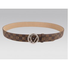 Ceinture Louis Vuitton Damier 1904 avec boucle argentée