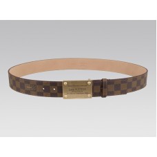 Ceinture Louis Vuitton Inventeur Damier avec boucle dorée antique
