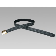 Ceinture Damier Graphite à boucle dorée et signature Louis Vuitton oblique