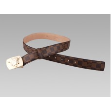 Ceinture Louis Vuitton Ecusson Damier Boucle Dorée