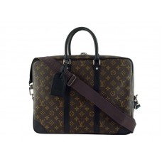 Louis Vuitton Monogram Macassar Porte Documents Voyage avec longue sangle