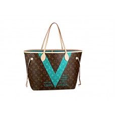 Louis Vuitton Monogramme V Neverfull Mm Turquoise