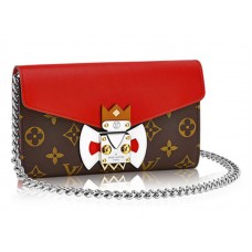 Portefeuille Louis Vuitton Monogram Tribal Mask Chain rouge