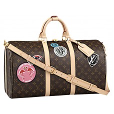 Sac de voyage Louis Vuitton Keepall Bandoulière 50 en toile Monogram