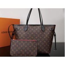 Louis Vuitton Neverfull MM en toile Monogram avec finitions en cuir noir