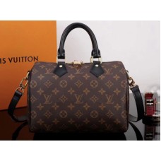 Sac Speedy Bandoulière 25 en toile Monogram de Louis Vuitton avec finitions en cuir noir