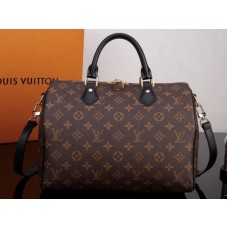 Sac Speedy Bandoulière 30 Louis Vuitton en toile Monogram avec finitions en cuir noir