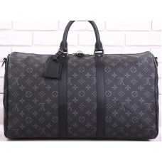 Sac de voyage bandoulière Louis Vuitton Keepall 45 en toile Monogram Eclipse m40569