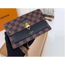 Louis Vuitton Damier Ebene Toile Vavin Portefeuille à chaîne Noir n60221