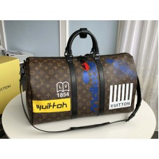 Sac de voyage Louis Vuitton Keepall Bandouli en toile Monogram, référence 50, marron, m44642