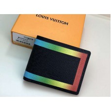 Portefeuille Louis Vuitton Taïga en cuir noir, finitions colorées, référence m30952