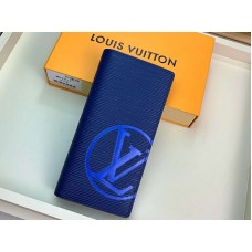 Portefeuille Louis Vuitton Brazza en cuir Epi bleu marine avec initiales bleues m67911