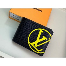 Portefeuille multiple Louis Vuitton en cuir Epi noir et jaune m67907