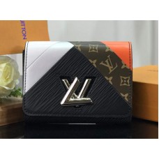 Portefeuille compact torsadé Louis Vuitton en cuir Epi beige et noir m67799
