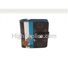 Portefeuille compact zippé Louis Vuitton Monogram Groom bleu