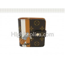 Portefeuille compact zippé Louis Vuitton Monogram Groom orange